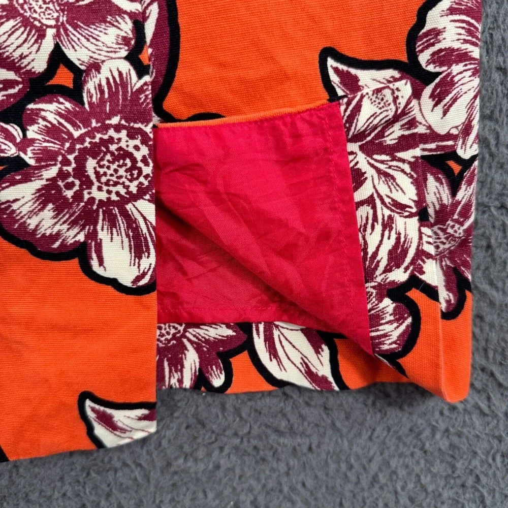 Anthropologie Maeve Mini Skirt Women 4 Hawaiian Floral Orange Stretch Clasp‎ Zip